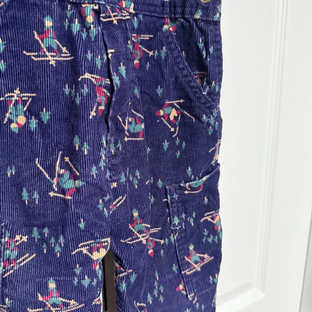 Vtg 80s Oshkosh Bgosh corduroy overalls 5 print ski winter print USA Paper tag